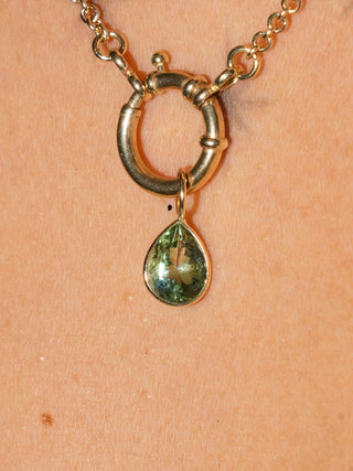 Mayhem Green Tourmaline Teardrop Cut Charm in Yellow 14k Gold