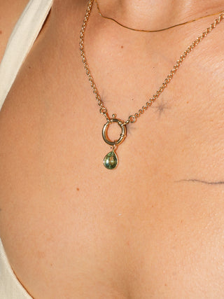 Mayhem Green Tourmaline Teardrop Cut Charm in Yellow 14k Gold