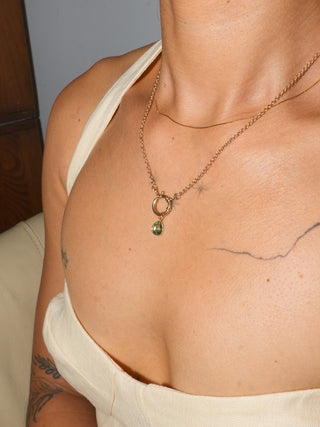 Mayhem Green Tourmaline Teardrop Cut Charm in Yellow 14k Gold