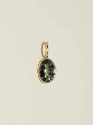Equinox Green Tourmaline Oval Cut Charm in Yellow 14k Gold