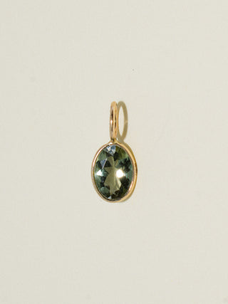 Equinox Green Tourmaline Oval Cut Charm in Yellow 14k Gold