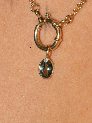 Equinox Green Tourmaline Oval Cut Charm in Yellow 14k Gold
