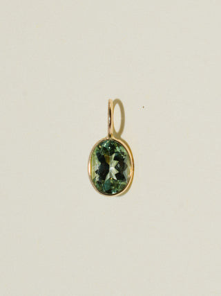 Lolligag Green Tourmaline Oval Cut Charm in Yellow 14k Gold
