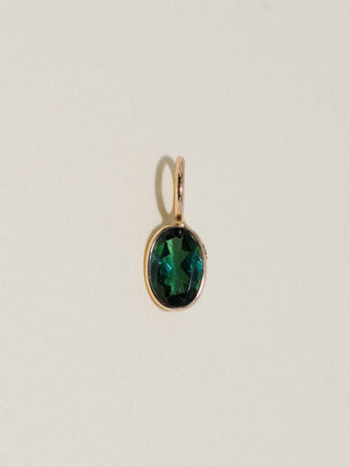 Petrichor Green Tourmaline Oval Cut Charm in Yellow 14k Gold