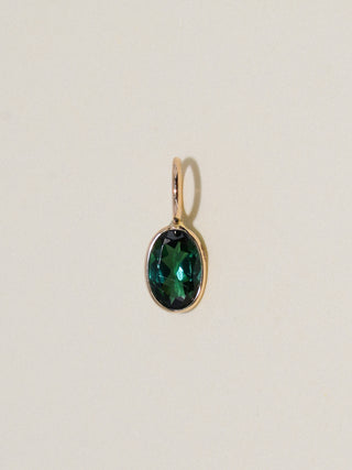 Petrichor Green Tourmaline Oval Cut Charm in Yellow 14k Gold