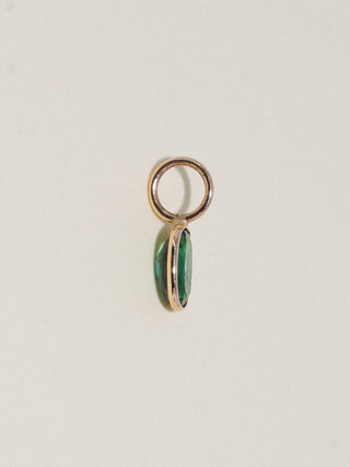 Petrichor Green Tourmaline Oval Cut Charm in Yellow 14k Gold