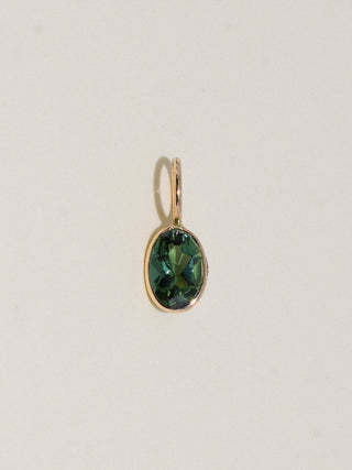 Last Lake Green Tourmaline Oval Cut Charm in Yellow 14k Gold