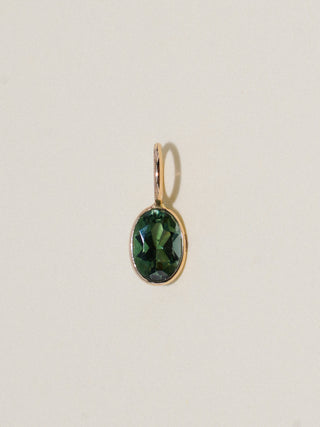 Last Lake Green Tourmaline Oval Cut Charm in Yellow 14k Gold