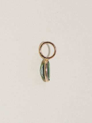 Last Lake Green Tourmaline Oval Cut Charm in Yellow 14k Gold