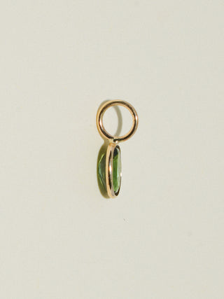 Allie Aligator Green Tourmaline Oval Cut Charm in Yellow 14k Gold