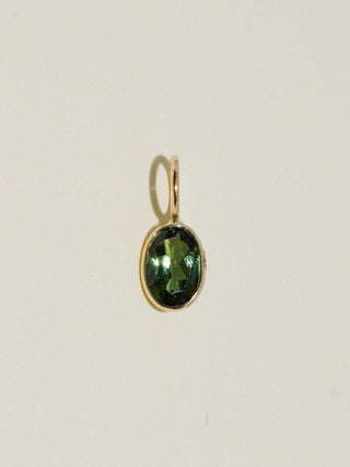 Allie Aligator Green Tourmaline Oval Cut Charm in Yellow 14k Gold