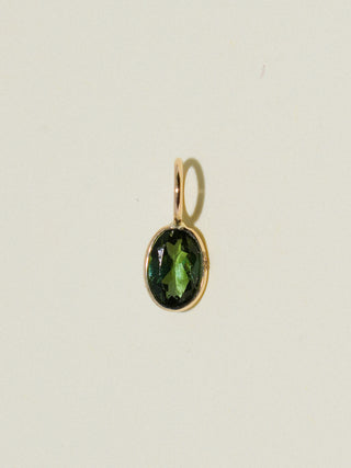 Allie Aligator Green Tourmaline Oval Cut Charm in Yellow 14k Gold