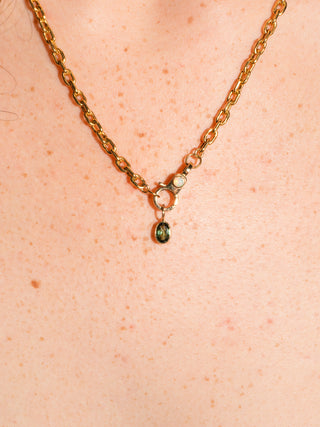 Allie Aligator Green Tourmaline Oval Cut Charm in Yellow 14k Gold