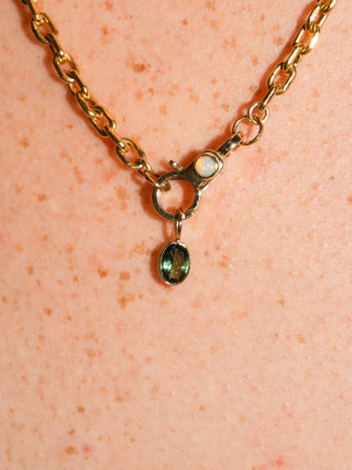 Allie Aligator Green Tourmaline Oval Cut Charm in Yellow 14k Gold