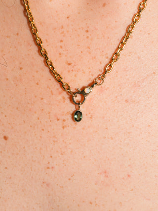 Allie Aligator Green Tourmaline Oval Cut Charm in Yellow 14k Gold