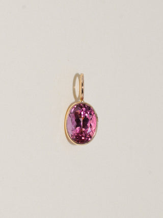 Cold cheeks Pink Tourmaline Oval Cut Charm in Yellow 14k Gold