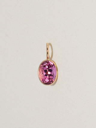 Cold cheeks Pink Tourmaline Oval Cut Charm in Yellow 14k Gold
