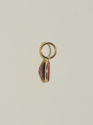 Hoopoe Pink Tourmaline Oval Cut Charm in Yellow 14k Gold