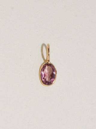 First kiss Pink Tourmaline Oval Cut Charm in Yellow 14k Gold