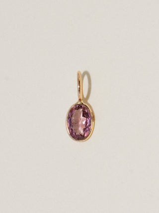 First kiss Pink Tourmaline Oval Cut Charm in Yellow 14k Gold