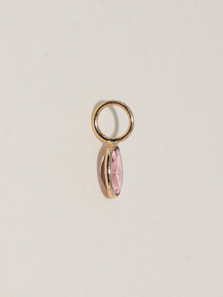 First kiss Pink Tourmaline Oval Cut Charm in Yellow 14k Gold