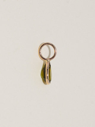 Last Leaf Green Tourmaline Teardrop Cut Charm in Yellow 14k Gold