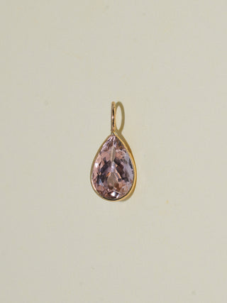 Berry Delightful Pink Tourmaline Teardrop Cut Charm in Yellow 14k Gold