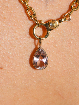 Berry Delightful Pink Tourmaline Teardrop Cut Charm in Yellow 14k Gold