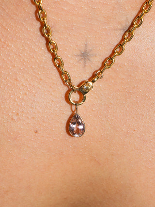Berry Delightful Pink Tourmaline Teardrop Cut Charm in Yellow 14k Gold