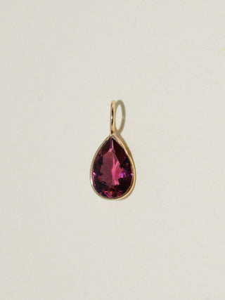 Cheeky Pink Tourmaline Teardrop Cut Charm in Yellow 14k Gold