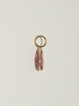 Cheeky Pink Tourmaline Teardrop Cut Charm in Yellow 14k Gold