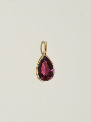 Cheeky Pink Tourmaline Teardrop Cut Charm in Yellow 14k Gold