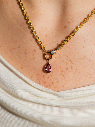 Cheeky Pink Tourmaline Teardrop Cut Charm in Yellow 14k Gold