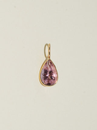 Dressed Up Pink Tourmaline Teardrop Cut Charm in Yellow 14k Gold