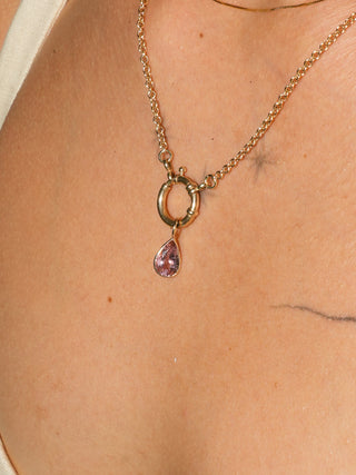 Dressed Up Pink Tourmaline Teardrop Cut Charm in Yellow 14k Gold