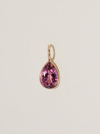 Say you Will Pink Tourmaline Teardrop Cut Charm in Yellow 14k Gold