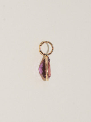 Say you Will Pink Tourmaline Teardrop Cut Charm in Yellow 14k Gold