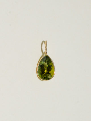 Seeing Things Green Tourmaline Teardrop Cut Charm in Yellow 14k Gold