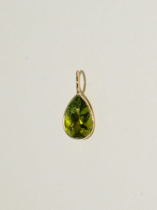 Seeing Things Green Tourmaline Teardrop Cut Charm in Yellow 14k Gold
