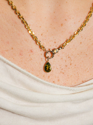 Seeing Things Green Tourmaline Teardrop Cut Charm in Yellow 14k Gold