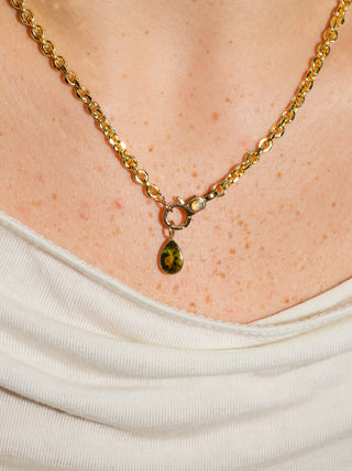 Seeing Things Green Tourmaline Teardrop Cut Charm in Yellow 14k Gold
