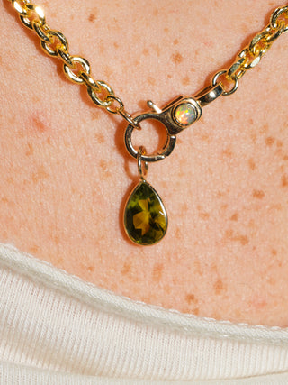 Seeing Things Green Tourmaline Teardrop Cut Charm in Yellow 14k Gold