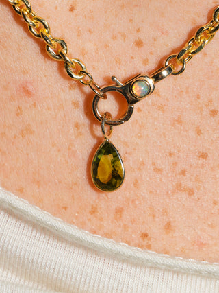 Seeing Things Green Tourmaline Teardrop Cut Charm in Yellow 14k Gold