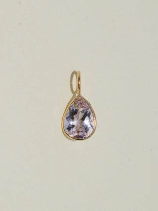 Blushie Baby Pink Tourmaline Teardrop Cut Charm in Yellow 14k Gold