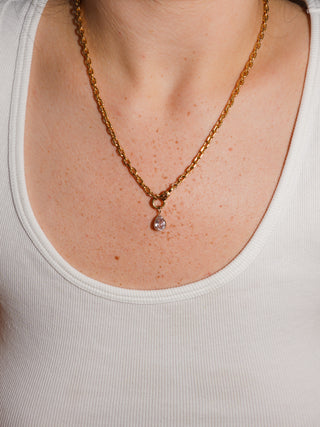 Blushie Baby Pink Tourmaline Teardrop Cut Charm in Yellow 14k Gold
