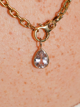 Blushie Baby Pink Tourmaline Teardrop Cut Charm in Yellow 14k Gold