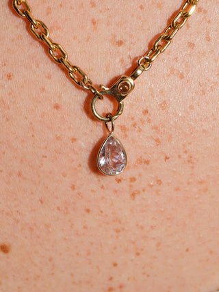 Blushie Baby Pink Tourmaline Teardrop Cut Charm in Yellow 14k Gold
