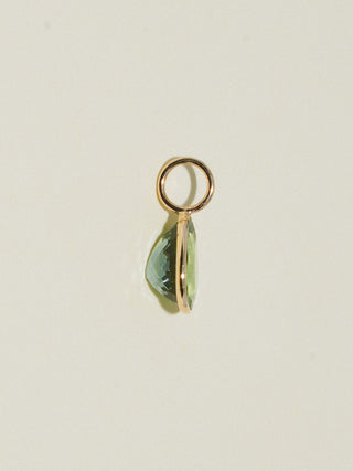Blissful Green Tourmaline Teardrop Cut Charm in Yellow 14k Gold