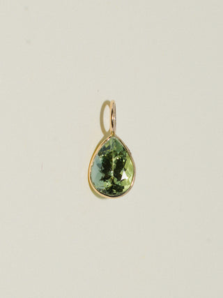 Blissful Green Tourmaline Teardrop Cut Charm in Yellow 14k Gold