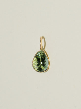 Blissful Green Tourmaline Teardrop Cut Charm in Yellow 14k Gold